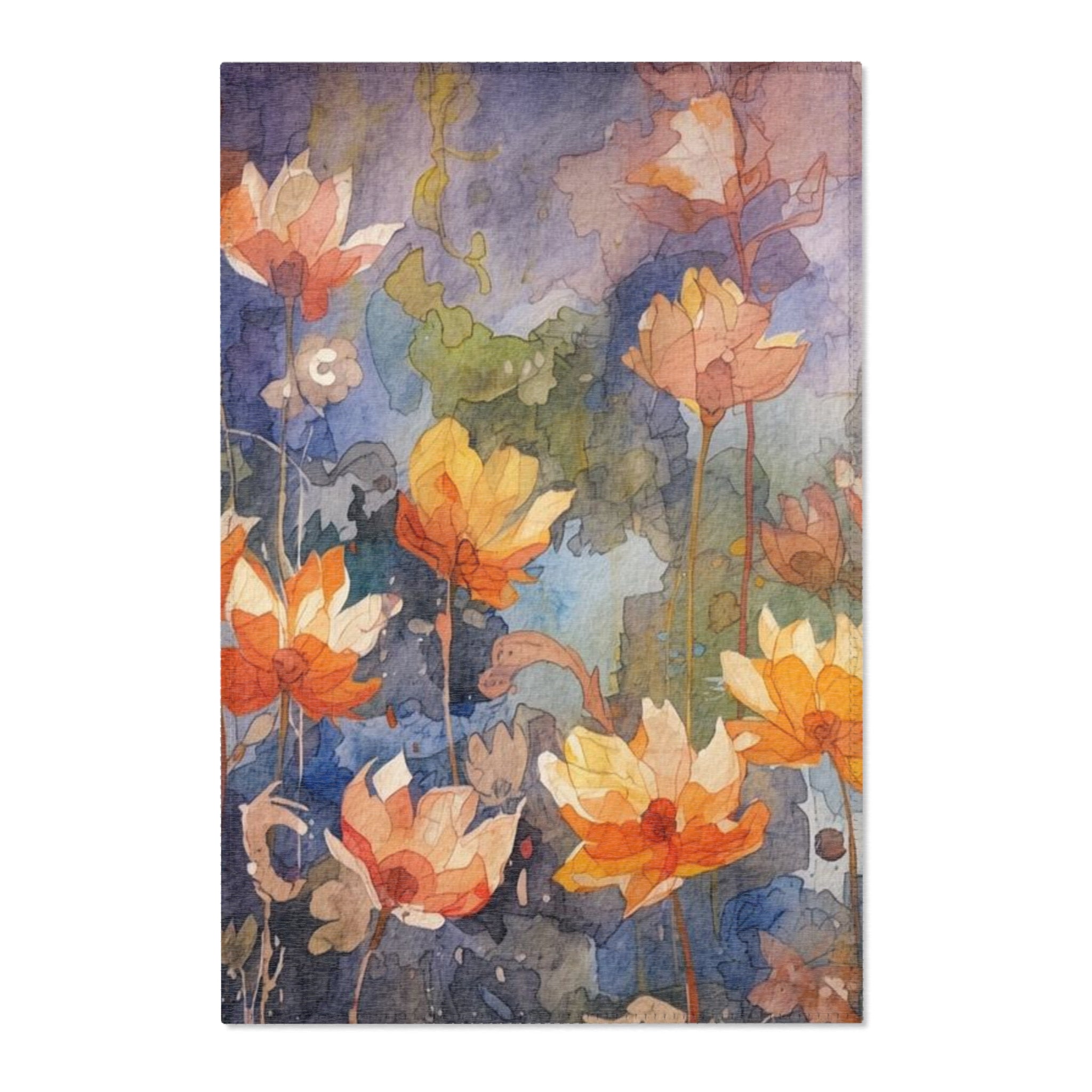 Colorful Floral Area Rug, Bohemian Home Decor, Living Room Accent, Soft Lounge Mat, Cottagecore Style - Rosetta Creative Boutique